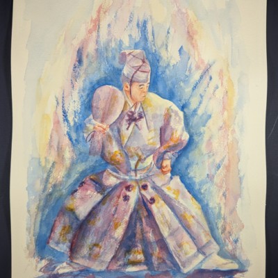 Kimura Shonosuke 36, a sumo gyoji, referees a makuuchi match