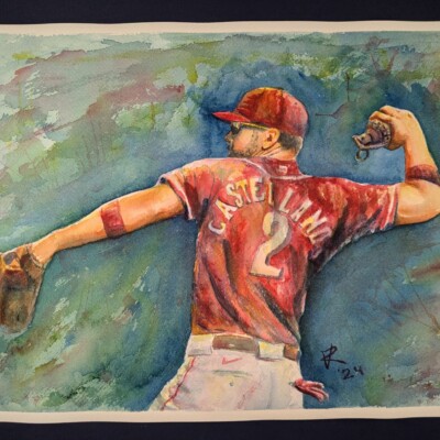 Nick Castellanos tries his hand at pitching during his time on the Cincinnati Reds.