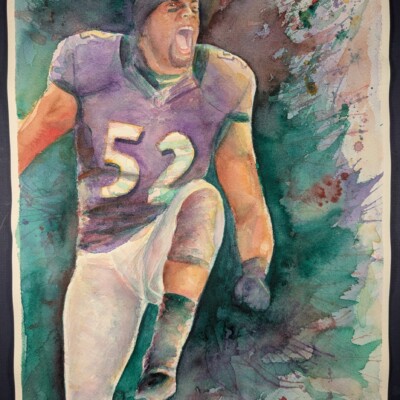 Ray Lewis of the Baltimore Ravens, doing his squirrel dance celebration